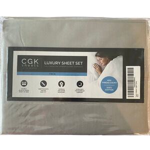 CGK Linens Luxury Bed Sheet Set TWIN 4 Pieces - Light Gray NEW
